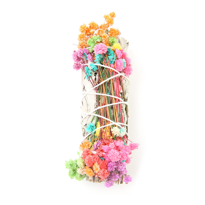 Colorful White Sage and Flower Smudge Sticks