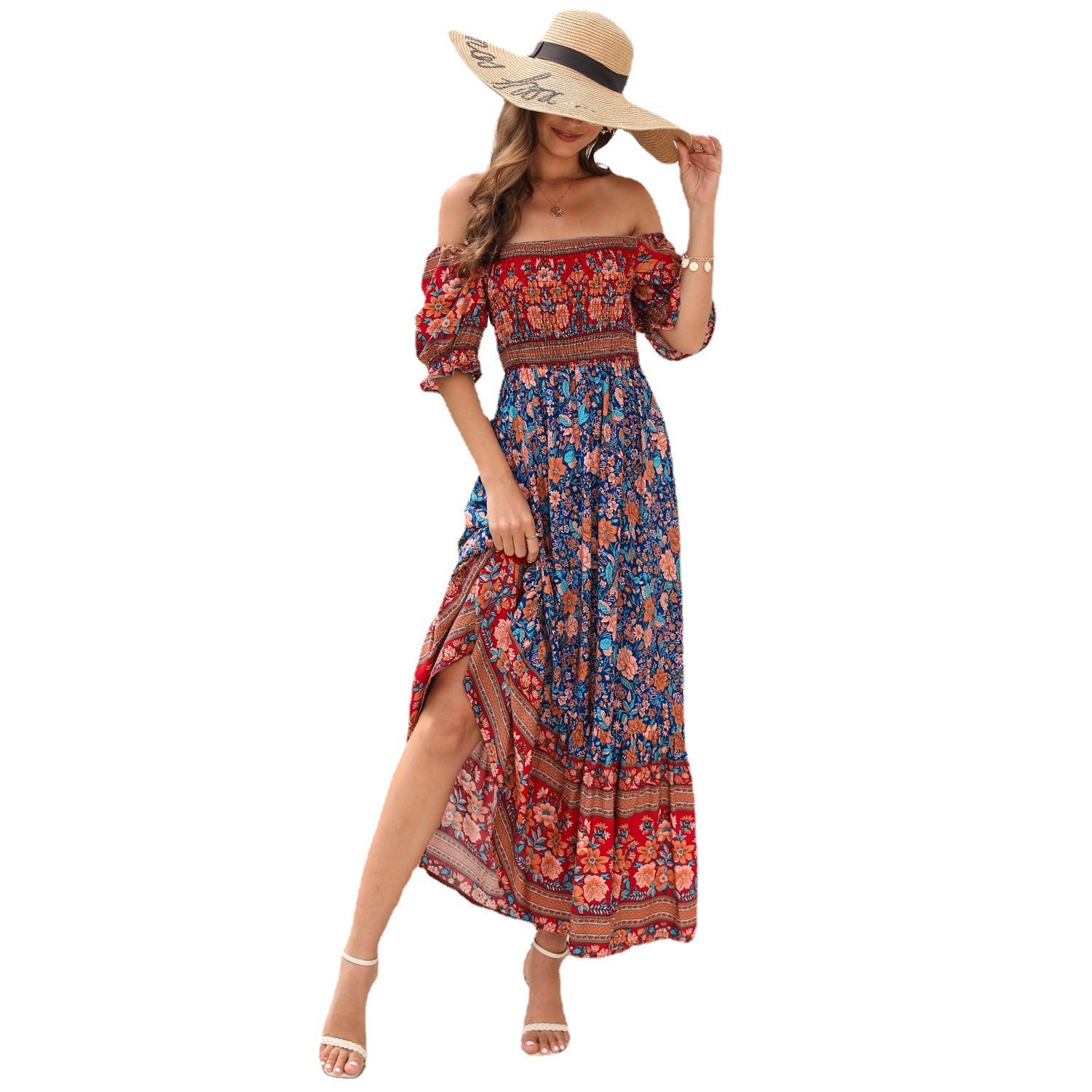 Bohemian Off-Shoulder Beach Dress