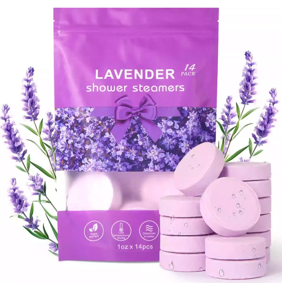 14 Pcs Lavender Essential Oil Shower Steamers Pack