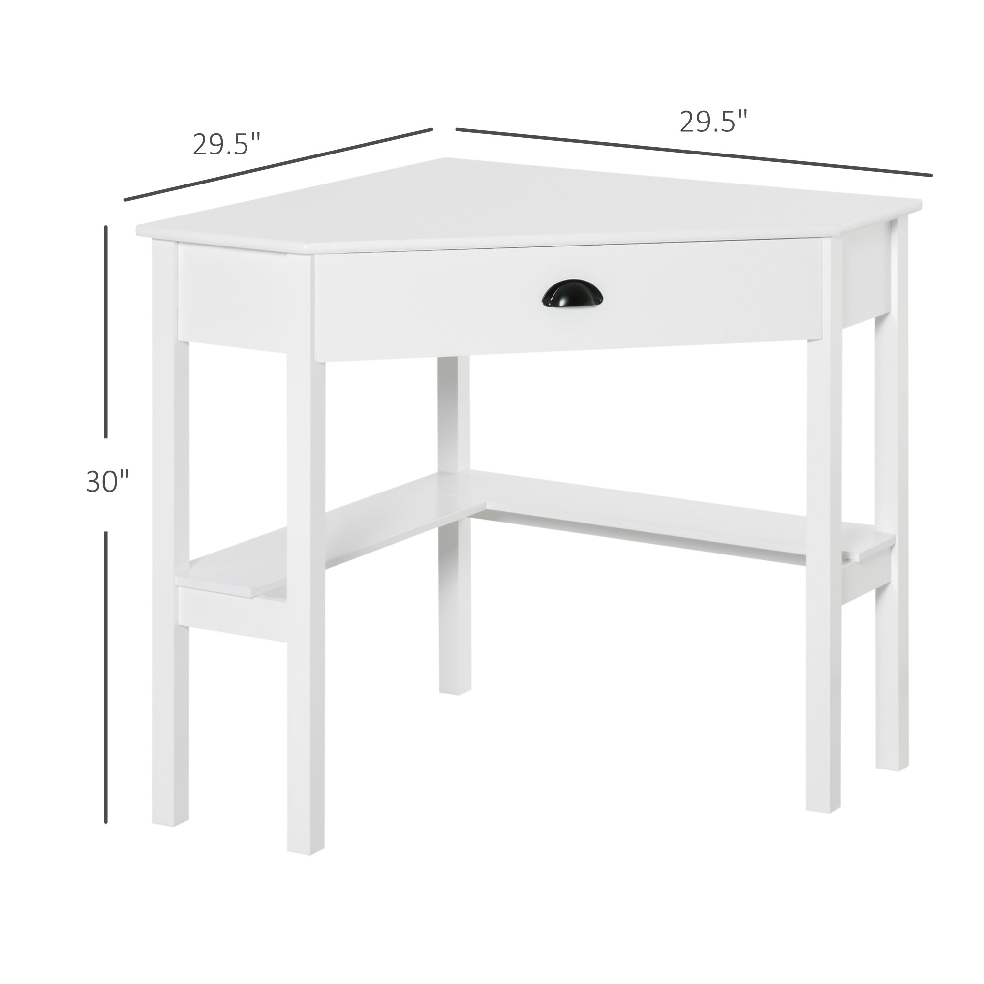 White 2 Tier Corner Desk with Drawer
