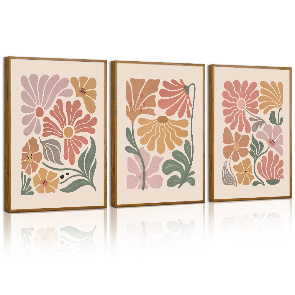 3 Piece Set Bohemian Floral Wall Art