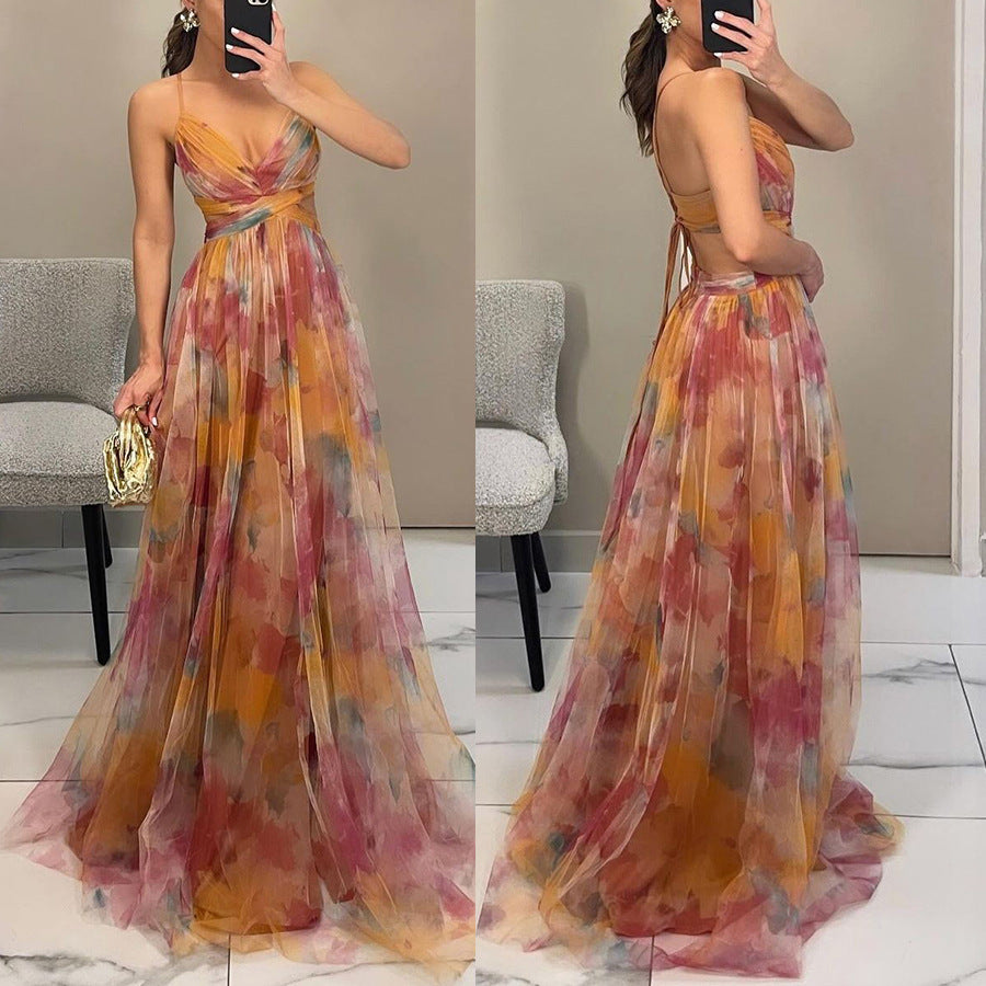 Colorful Tulle Maxi Summer Wedding Guest Dress