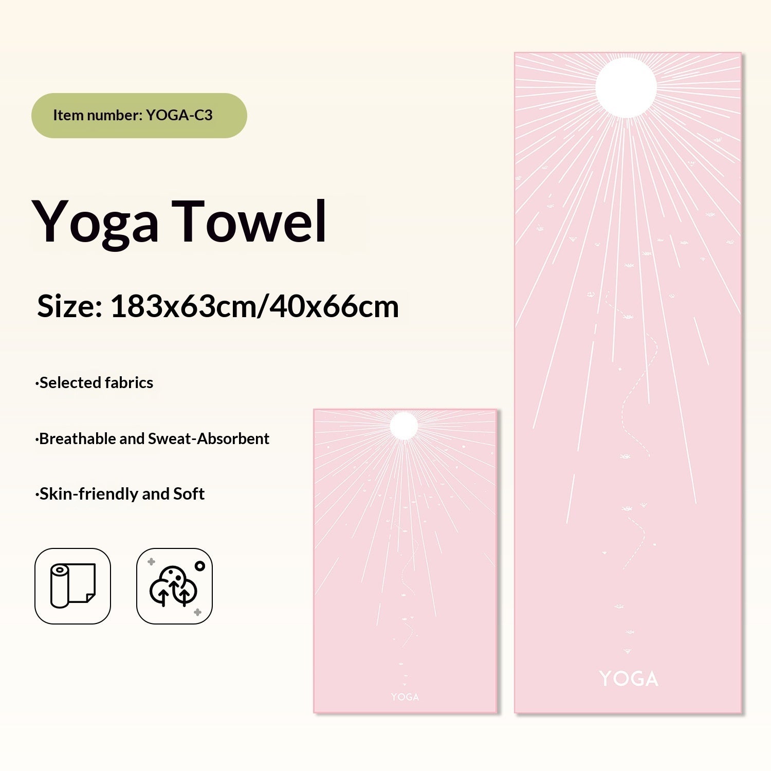 Non-Slip Yoga Towels with Print