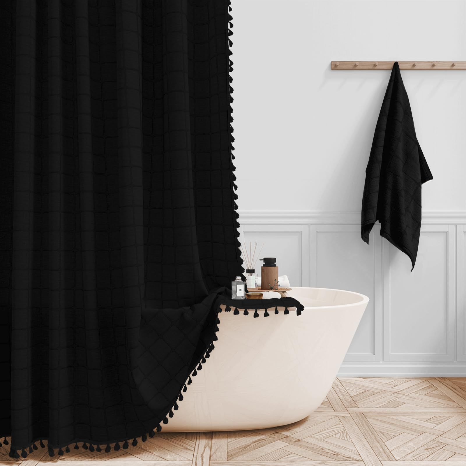 Boho Shower Curtain with Tassels