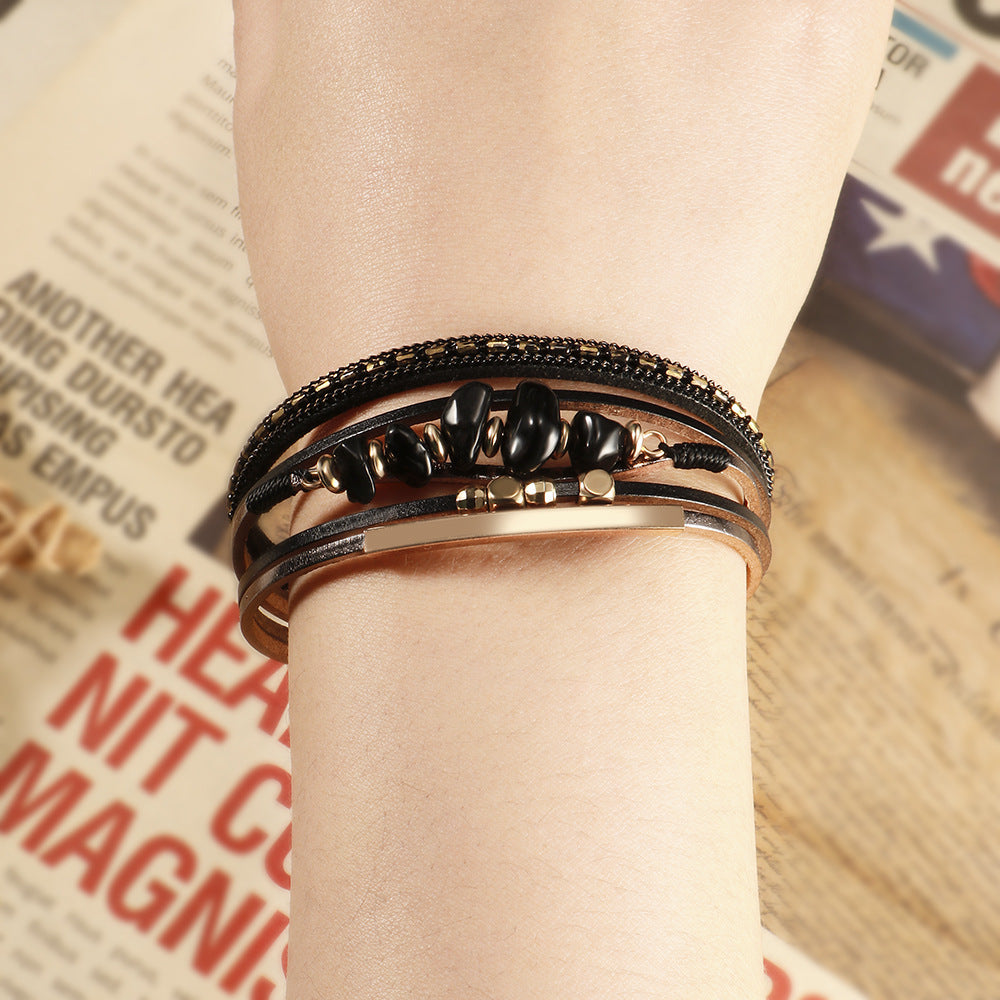 Boho Layered Bracelet with Magnetic Snap