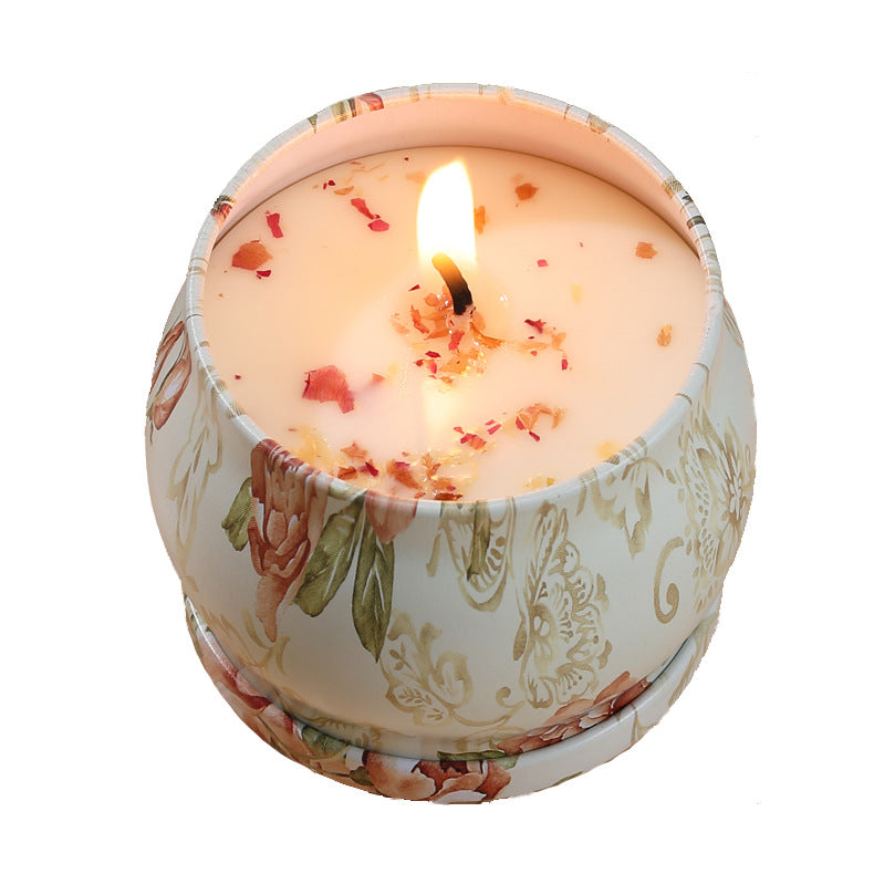 6 Pcs Bohemian Floral Tin Candle Sets