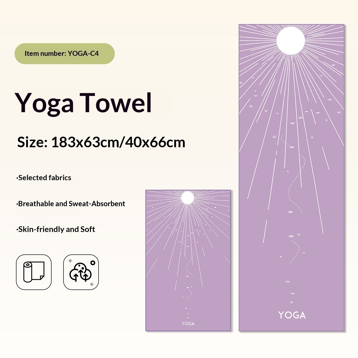 Non-Slip Yoga Towels with Print