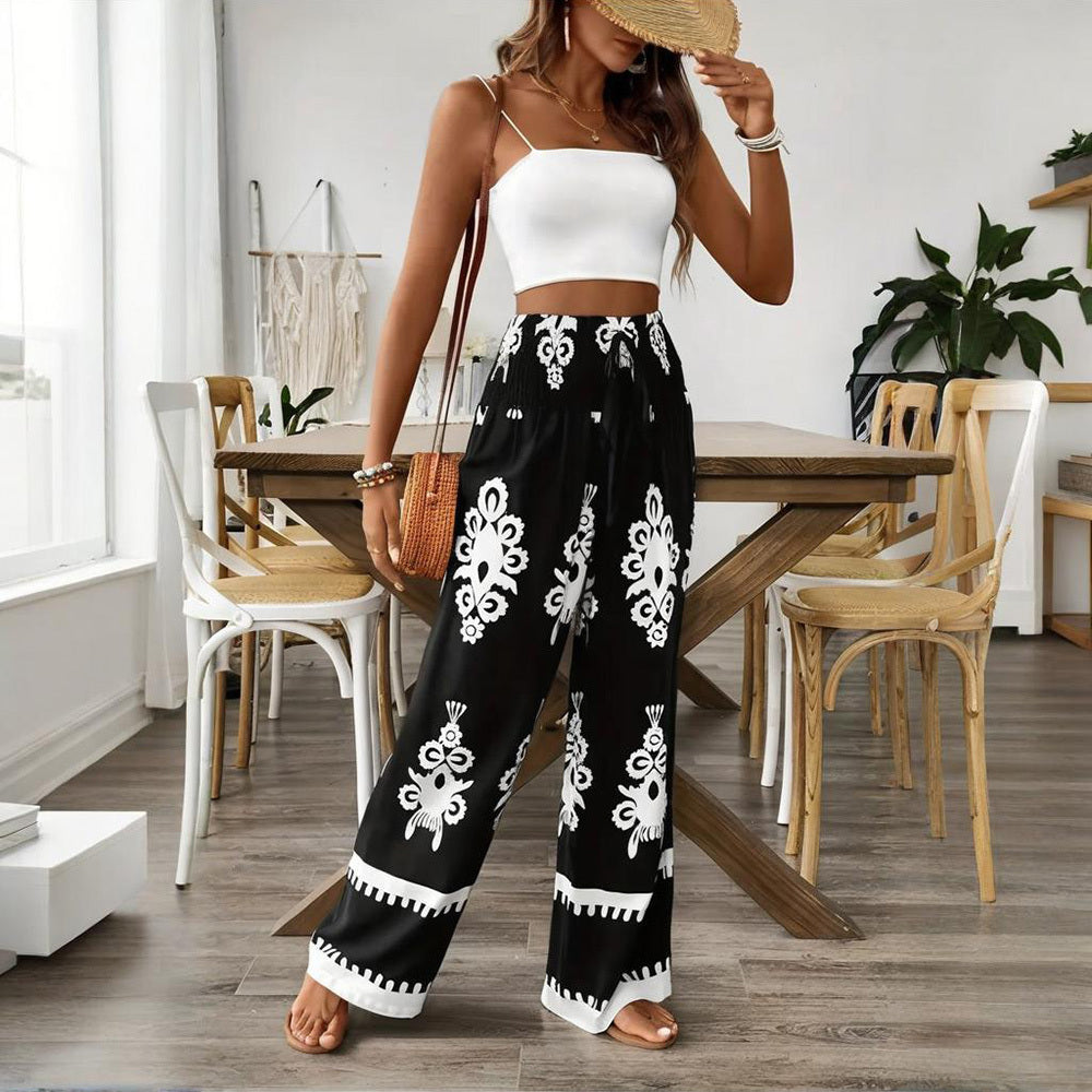 Large Boho Abstract Print Pants Womens