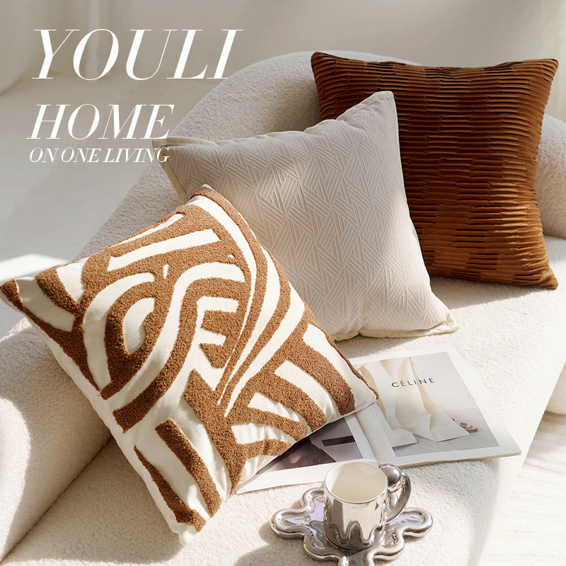 Boho Chic Pillow Covers in Beige and Brown