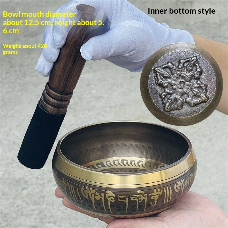 Buddhist Copper Singing Bowl with Leather Wooden Mallet - Various Sizes