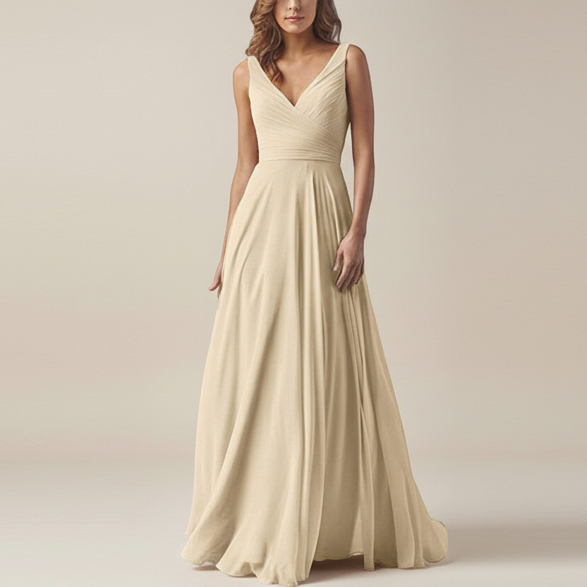 A-Line Maxi Bridesmaid Dress for Boho Wedding