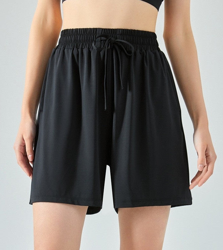 black Baggy Yoga Shorts for Women