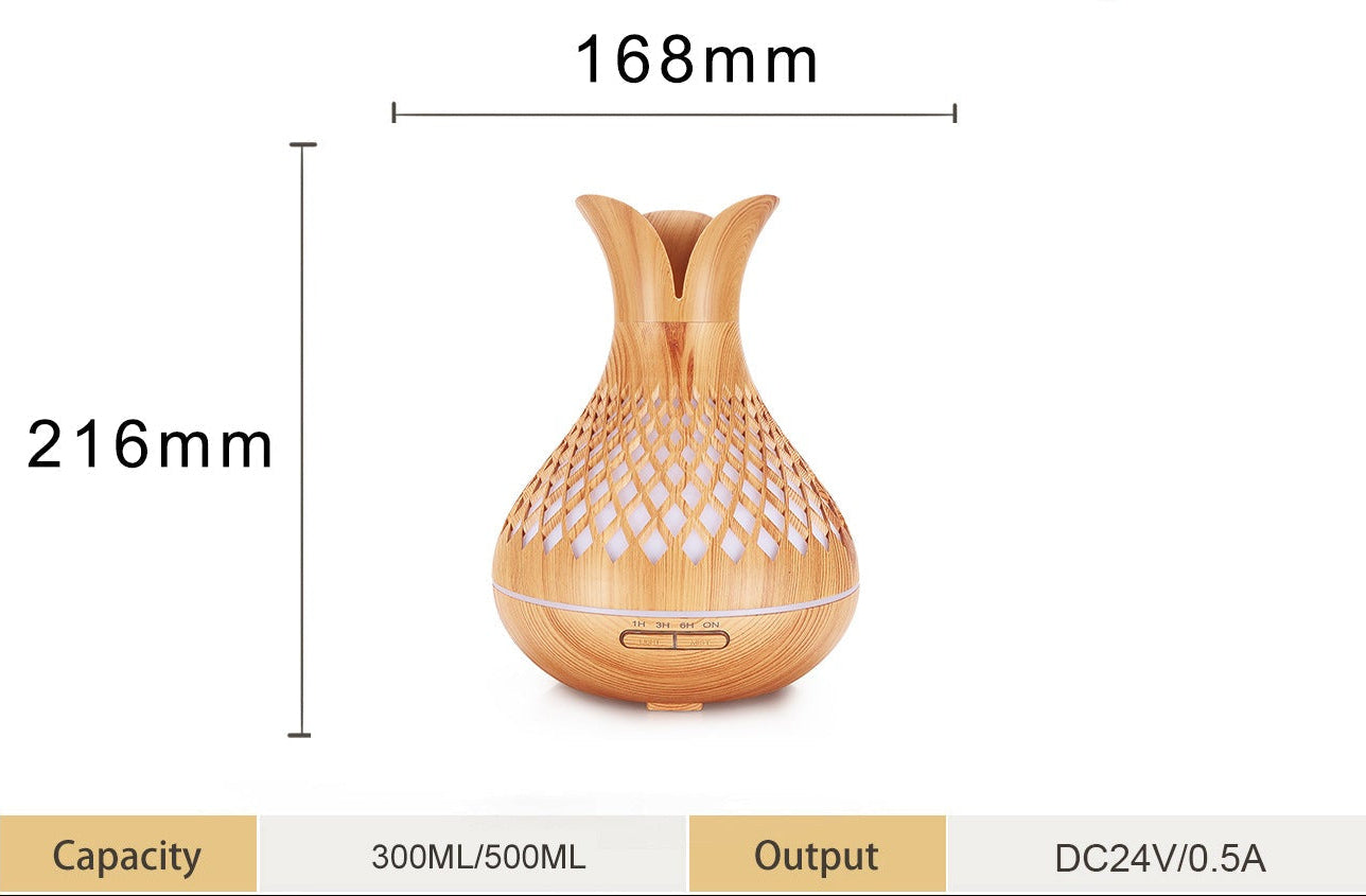 Bamboo diffuser with dimensions and specifications on a white background
