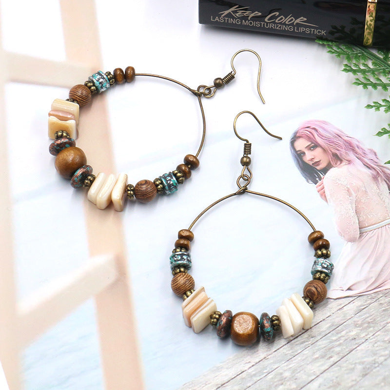 Beaded Round Earrings Boho Style