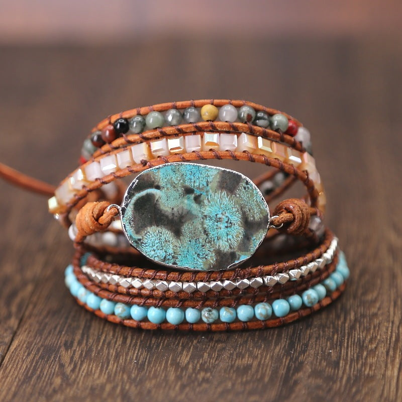 boho Beaded Cord Multi Layered Bracelet for Women