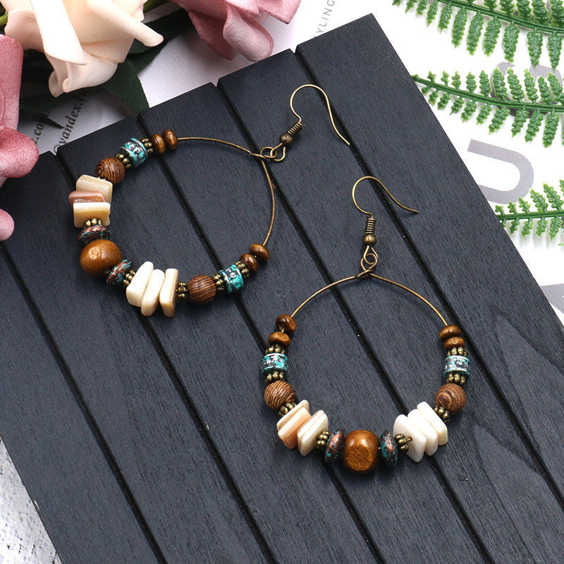 Beaded Round Earrings Boho Style