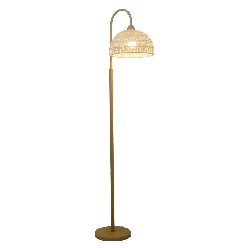 Beige Bohemian Rattan Floor Standing Lamp For Living Room