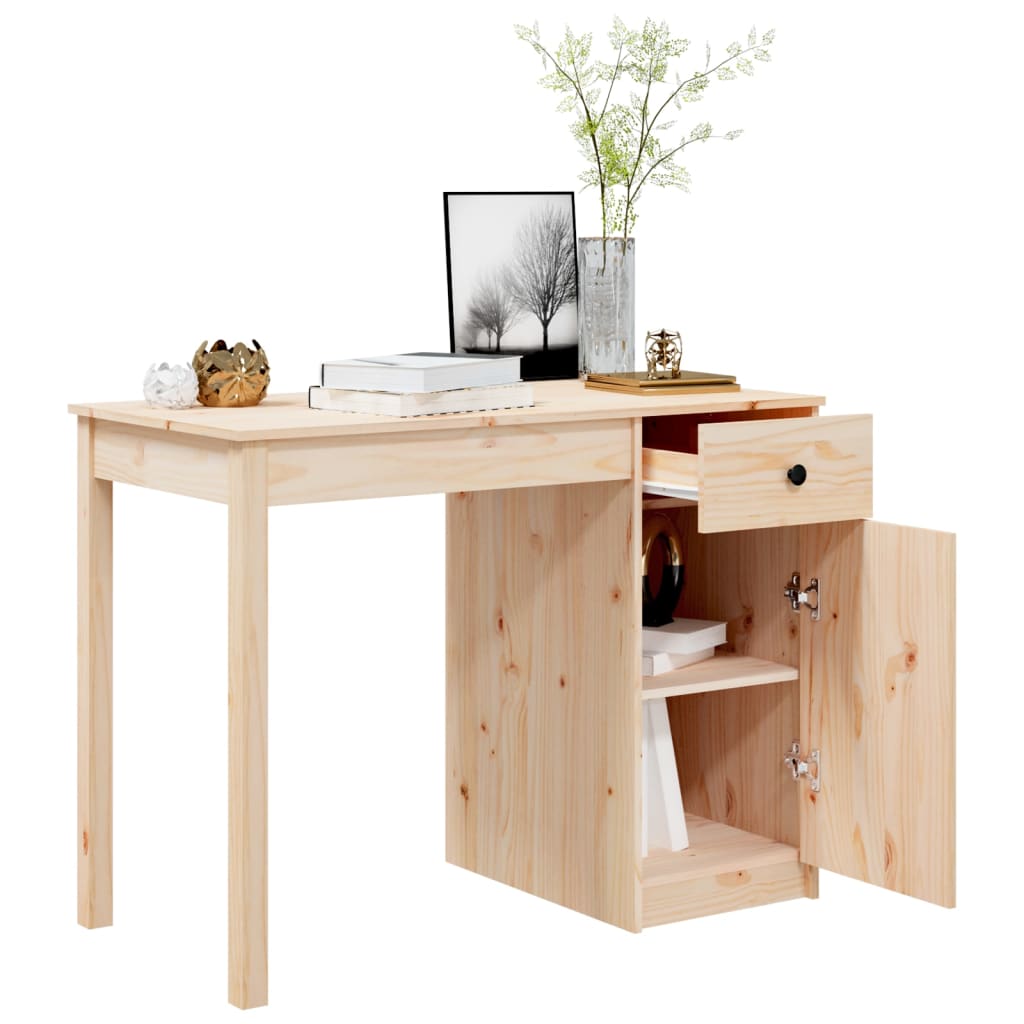 Beige Pine Wood Desk Bohemian Style