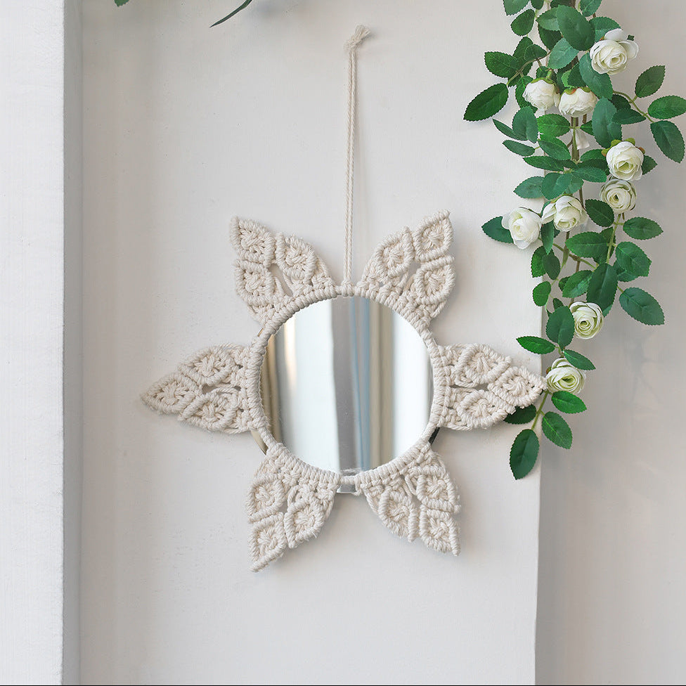 Beige Macrame Mirror Bohemian Designs