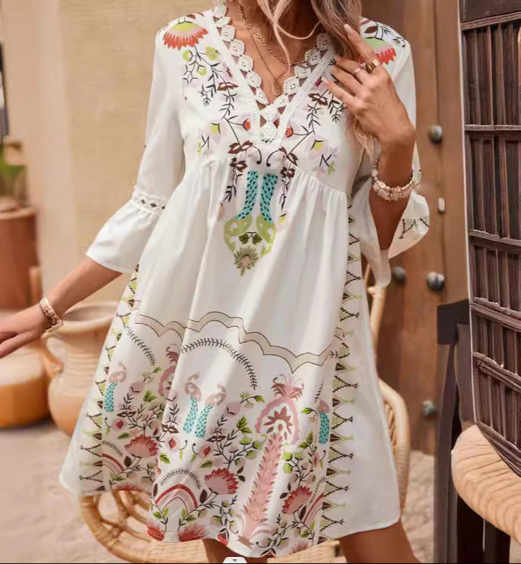 Black Boho Short Dress