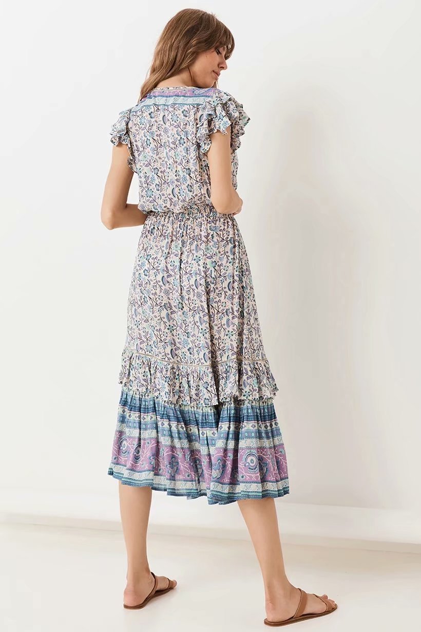 Blue Boho Style Dress indie
