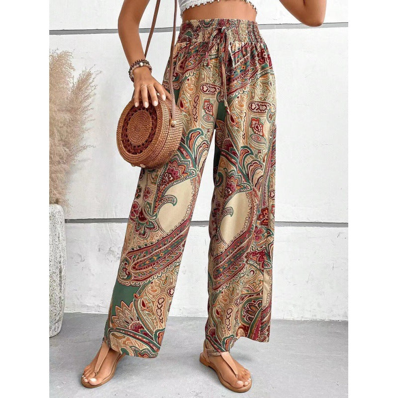 beige Bohemian Beach Pants For Women