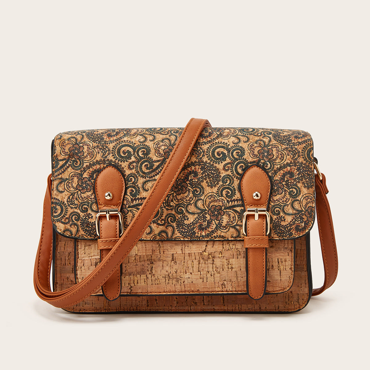 paisley Bohemian Brown Cork Bag