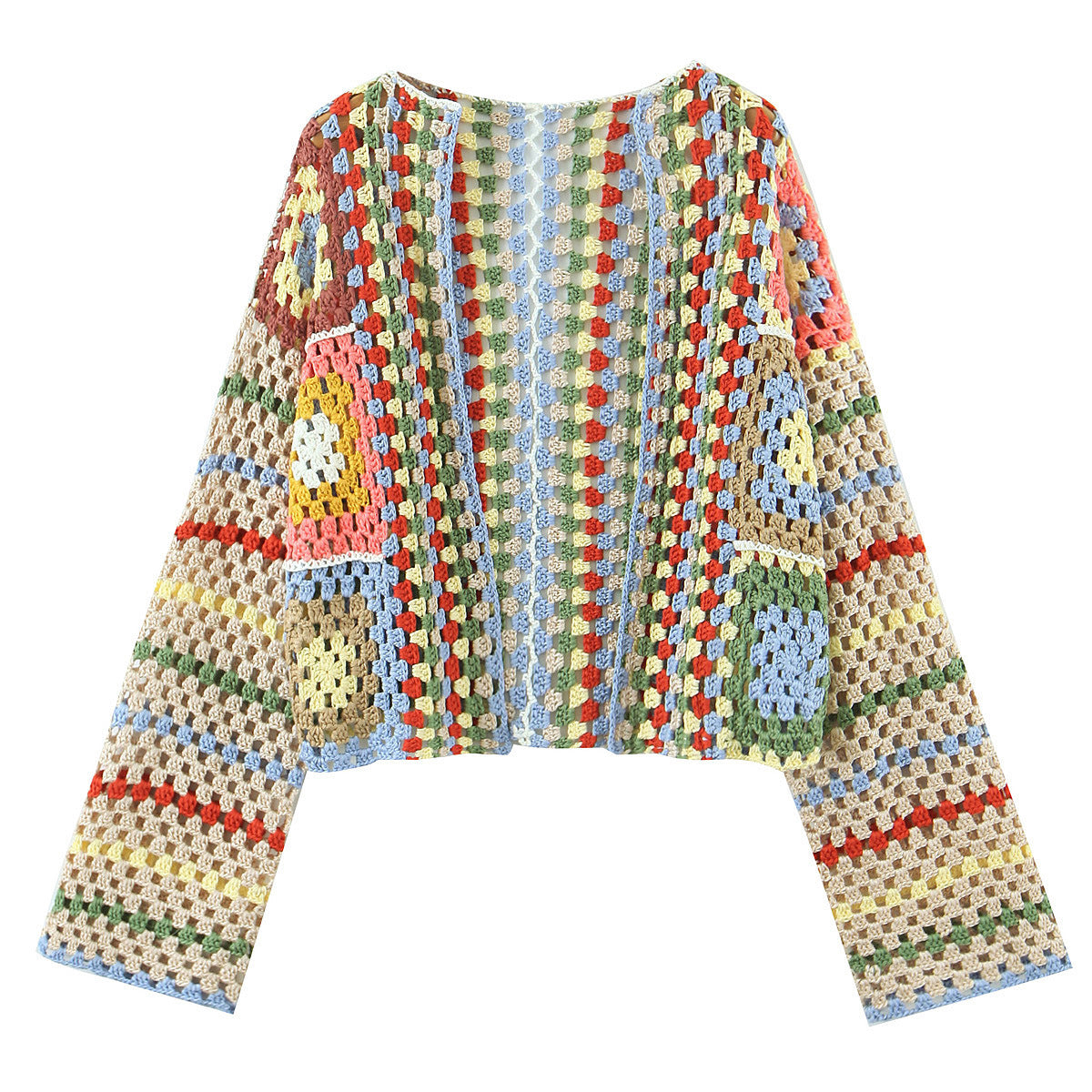 Bohemian Crochet Rainbow Cardigan