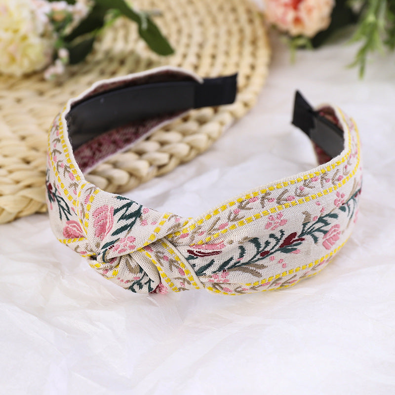 Boho Embroidered Flower Headband