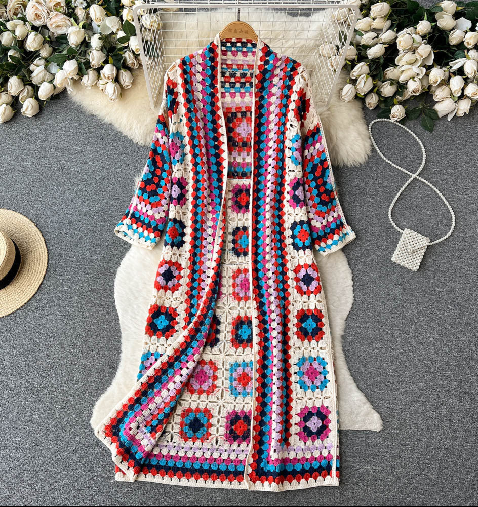Bohemian Ethnic Print Long Sleeve Cardigan