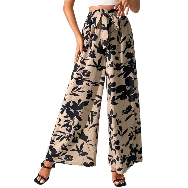 Bohemian Floral Pants in Cream and Black
