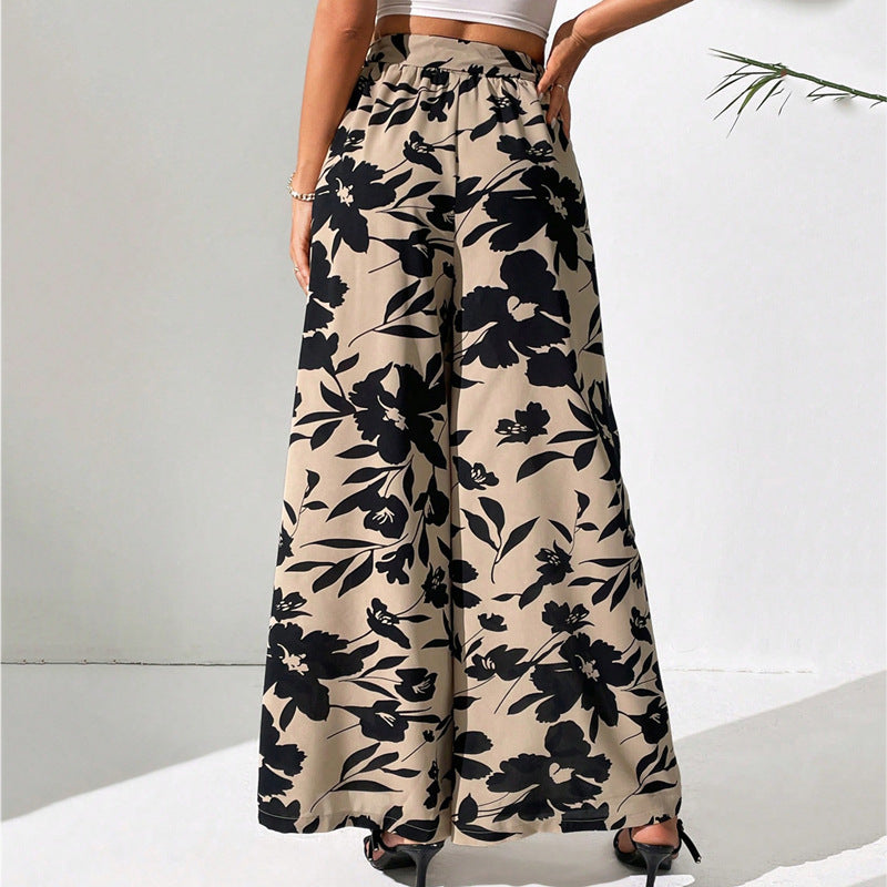 Bohemian Floral Pants in Cream and Black