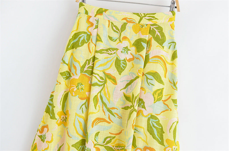 Bohemian Yellow Floral Print Skirt
