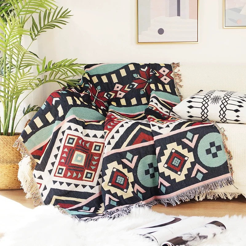 Bohemian Geometric Double Sided Blankets