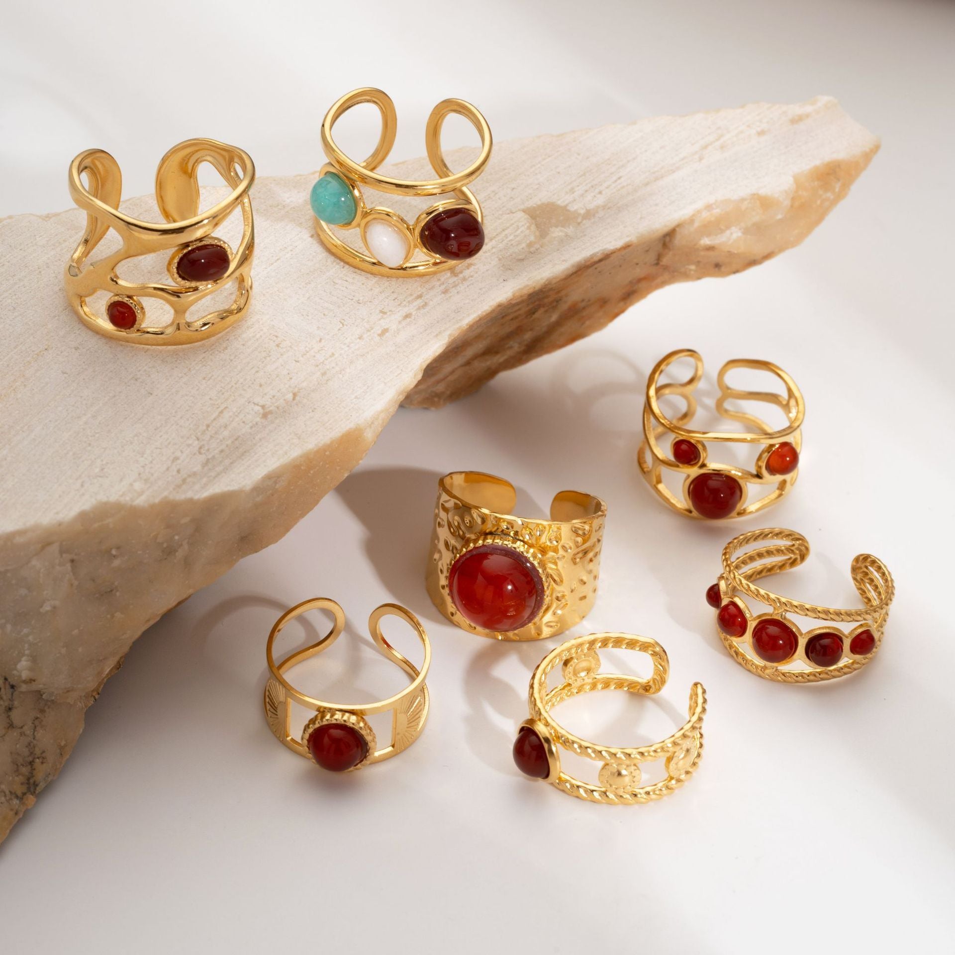 Bohemian Gold Red Stone Ring