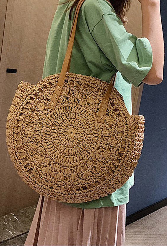 Bohemian Large Round Straw Bag for Women