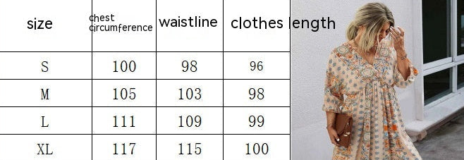 Table displaying size chart for Miaoru Clothing 310A with product images of a woman wearing the dress.