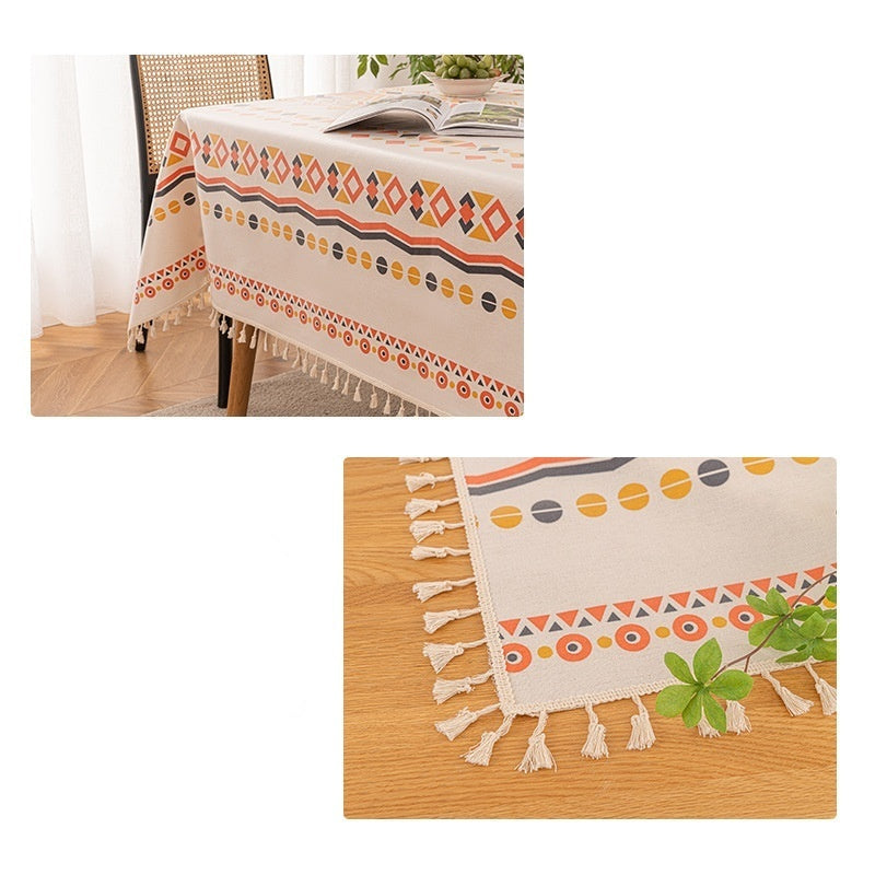 Bohemian Print Tablecloth with Tassels