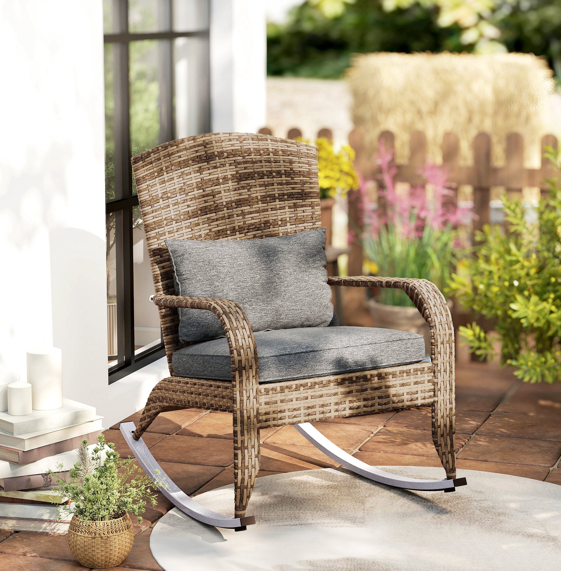 Bohemian Rocking Woven Outdoor Chair