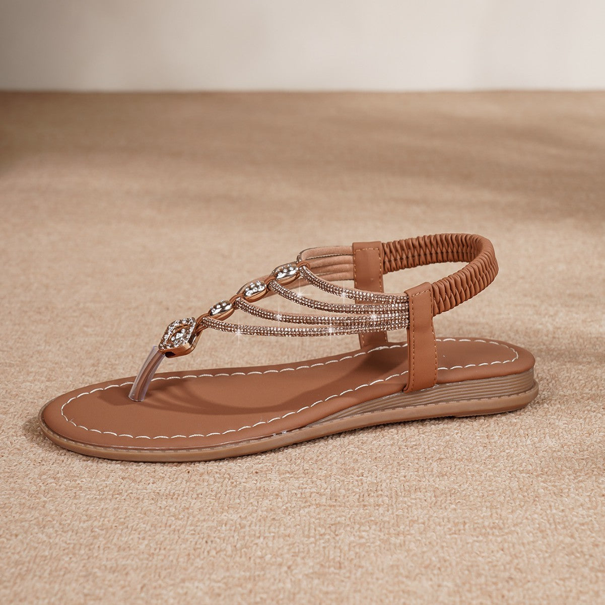 Bohemian Rhinestone Sandals with Crystals