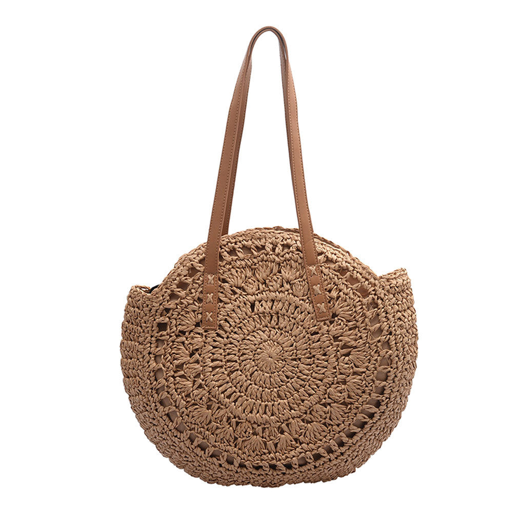 Bohemian Large Round Straw Bag for Women circle
