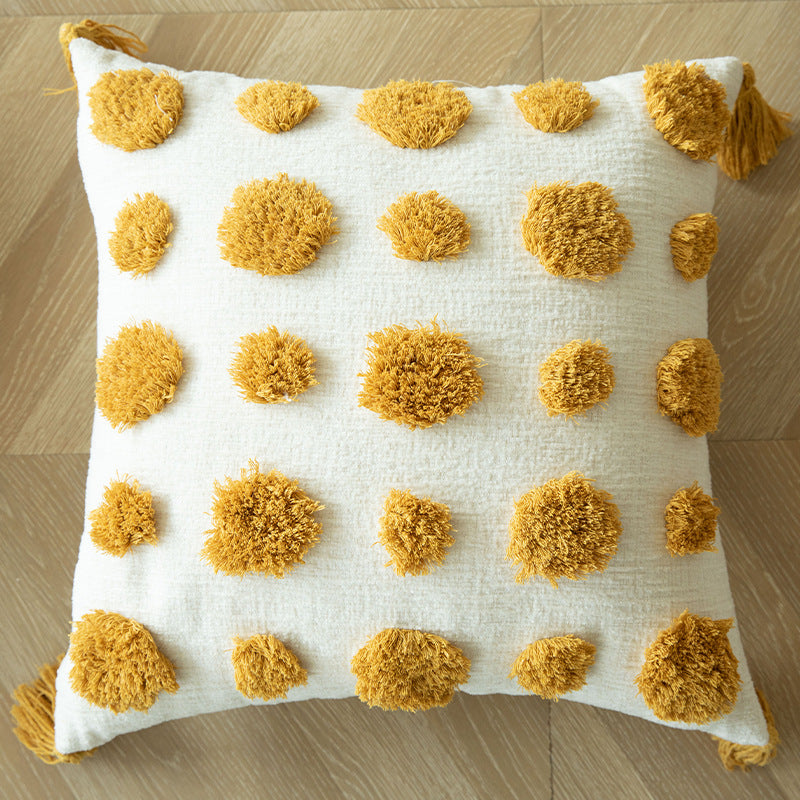 Bohemian Style Yellow Pillow Cover With Tassels