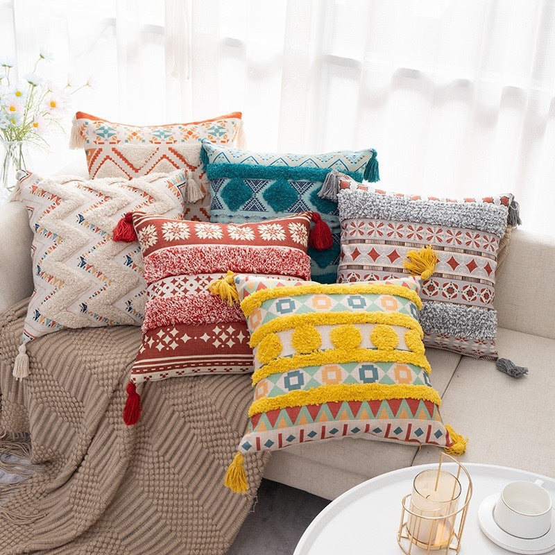 Bohemian Throw Pillows with Geometric Patterns