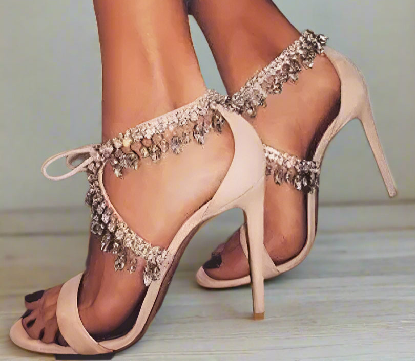 Bohemian Wedding Heels with Rhinestone Tassels