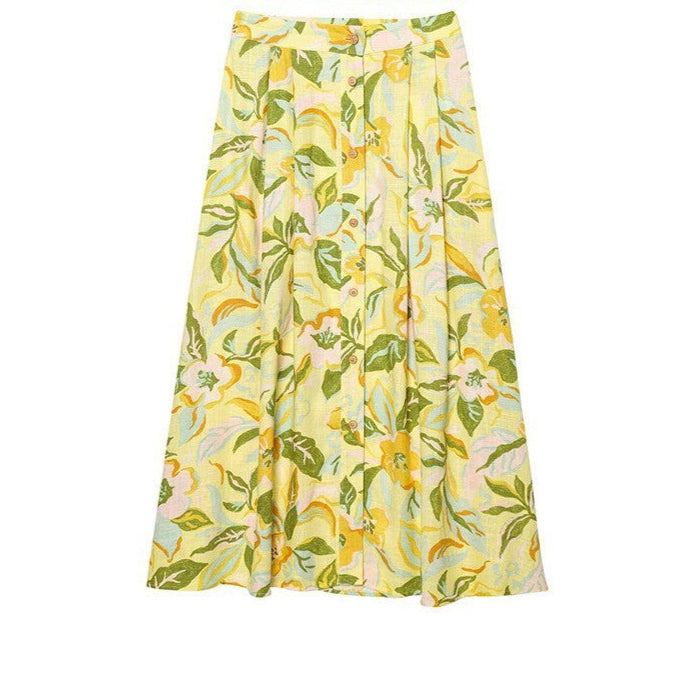 Bohemian Yellow Floral Print Skirt