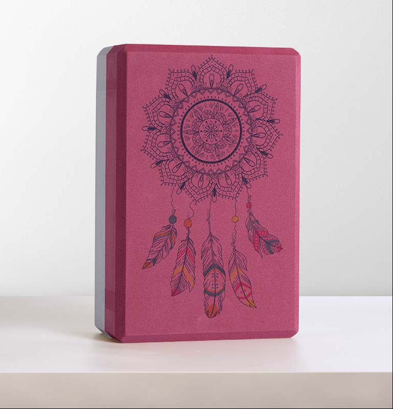 pink Bohemian Yoga Bricks with Dreamcatcher Prints