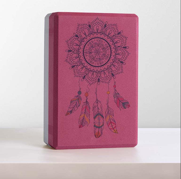 pink Bohemian Yoga Bricks with Dreamcatcher Prints