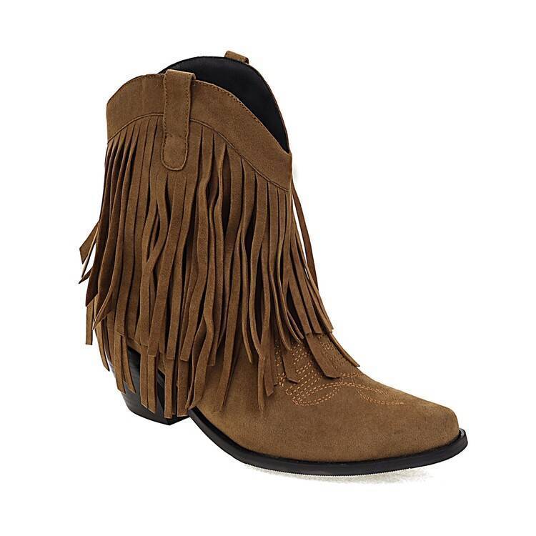 cowboy Boho Ankle High Fringed Boots