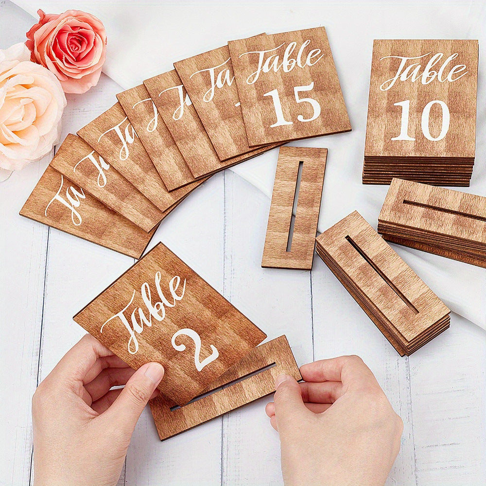 Boho Brown Wooden Table Numbers 1 to 20