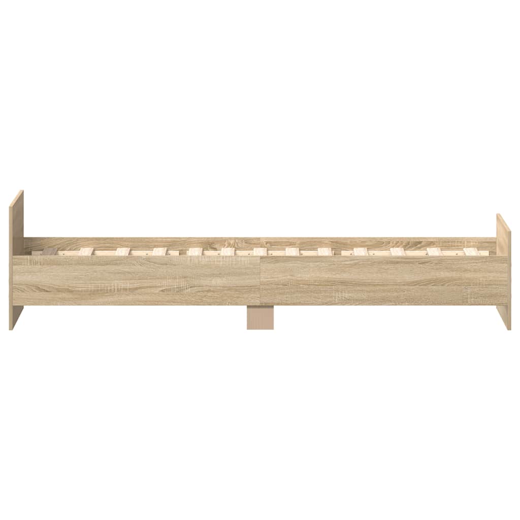 Wooden bed frame on a white background